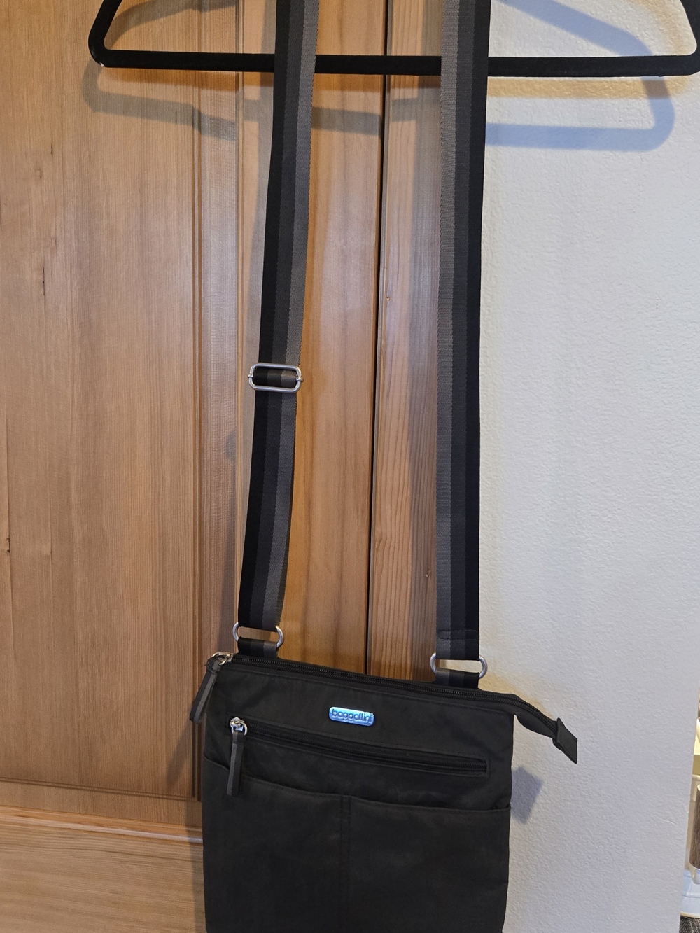 Baggallini Black/Dark Grey Crossbody Bag with Adjustable Strap